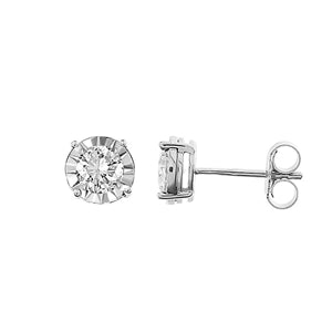 LADIES EARRING 1/2 CT ROUND DIAMOND 10K WHITE GOLD