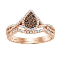 Thumbnail for LADIES BRIDAL RING SET 1/3 CT WHITE/CHOCOLATE ROUND DIAMOND 10K ROSE GOLD