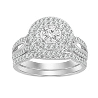 Thumbnail for LADIES BRIDAL RING SET 1 CT ROUND DIAMOND 14K WHITE GOLD