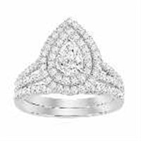 Thumbnail for LADIES BRIDAL RING SET 1 CT ROUND/PEAR DIAMOND 14K WHITE GOLD