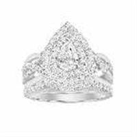 Thumbnail for LADIES BRIDAL RING SET 1 CT ROUND/PEAR DIAMOND 14K WHITE GOLD
