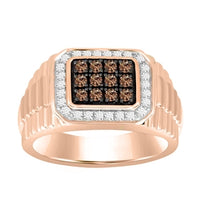 Thumbnail for MEN'S RING 1/2 CT WHITE/CHOCOLATE ROUND DIAMOND 10K  ROSE  GOLD
