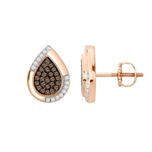 LADIES EARRING 1/4 CT WHITE/CHOCOLATE ROUND DIAMOND 10K ROSE GOLD