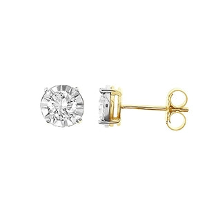 LADIES EARRING 1/2 CT ROUND DIAMOND 10K YELLOW GOLD