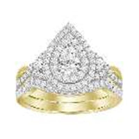 Thumbnail for LADIES BRIDAL RING SET 3/4 CT ROUND/PEAR DIAMOND 14K YELLOW GOLD