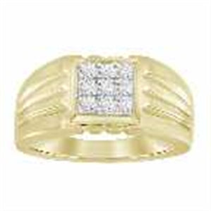 MEN'S RING 1/3 CT ROUND DIAMOND 10K YELLOW GOLD