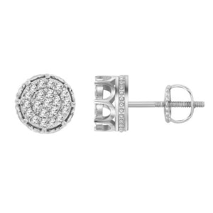 MEN'S EARRINGS 3/4 CT ROUND DIAMOND 10K WHITE GOLD