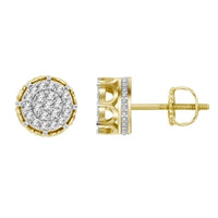 Thumbnail for MEN'S EARRINGS 3/4 CT ROUND DIAMOND 10K YELLOW GOLD