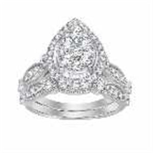 LADIES BRIDAL RING SET 1 CT ROUND DIAMOND 14K YELLOW GOLD
