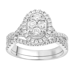 LADIES BRIDAL RING SET 1/2 CT ROUND DIAMOND 10K WHITE GOLD