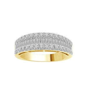 LADIES BAND 1 CT ROUND/BAGUETTE DIAMOND 10K YELLOW GOLD