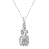 Thumbnail for LADIES PENDANT 1/4 CT ROUND/BAGUETTE DIAMOND 14K WHITE GOLD (CHAIN NOT INCLUDED)