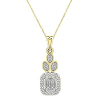 Thumbnail for LADIES PENDANT 1/4 CT ROUND/BAGUETTE DIAMOND 14K YELLOW GOLD (CHAIN NOT INCLUDED)