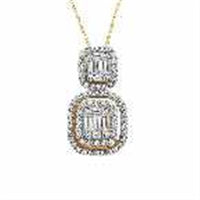 Thumbnail for LADIES PENDANT 1/2 CT ROUND/BAGUETTE DIAMOND 14K YELLOW GOLD (CHAIN NOT INCLUDED)