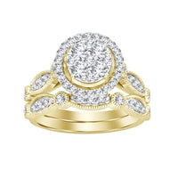 Thumbnail for LADIES BRIDAL RING SET 1 CT ROUND DIAMOND 14K YELLOW GOLD
