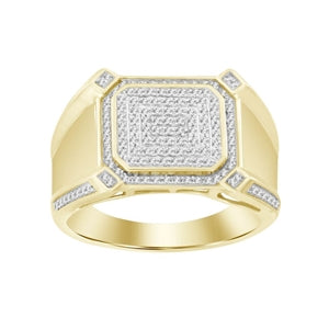 MEN'S RING 1/2 CT ROUND DIAMOND 10K YELLOW GOLD