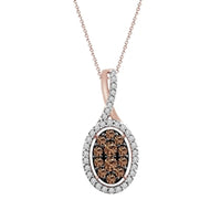 Thumbnail for LADIES PENDANT 1/2 CT CHOCOLATE/WHITE ROUND DIAMOND 10K ROSE GOLD (CHAIN NOT INCLUDED)