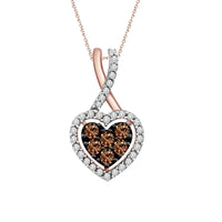 Thumbnail for LADIES PENDANT 1/2 CT CHOCOLATE/WHITE ROUND DIAMOND 10K ROSE GOLD (CHAIN NOT INCLUDED)
