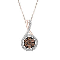 Thumbnail for LADIES PENDANT 1/2 CT CHOCOLATE/WHITE ROUND DIAMOND 10K ROSE GOLD (CHAIN NOT INCLUDED)