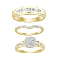 Thumbnail for LADIES TRIO SET 1/2 CT ROUND DIAMOND 10K YELLOW GOLD