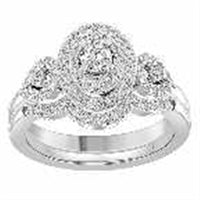 Thumbnail for LADIES BRIDAL RING SET 3/4 CT ROUND DIAMOND 14K WHITE GOLD
