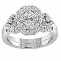 Thumbnail for LADIES BRIDAL RING SET 3/4 CT ROUND DIAMOND 14K WHITE GOLD