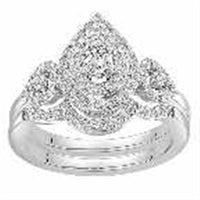 Thumbnail for LADIES BRIDAL RING SET 3/4 CT ROUND DIAMOND 14K WHITE GOLD