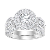 Thumbnail for LADIES BRIDAL RING SET 1 CT ROUND DIAMOND 14K WHITE GOLD