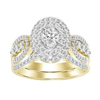 Thumbnail for LADIES BRIDAL RING SET 1 CT ROUND/OVAL DIAMOND 14K YELLOW GOLD