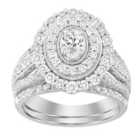 Thumbnail for LADIES BRIDAL RING SET 2 CT ROUND/OVAL DIAMOND 14K WHITE GOLD