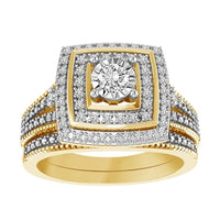 Thumbnail for LADIES BRIDAL RING SET 1/3 CT ROUND DIAMOND 10K YELLOW GOLD