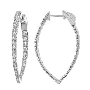 LADIES HOOPS 2CT ROUND DIAMOND 10K WHITE GOLD