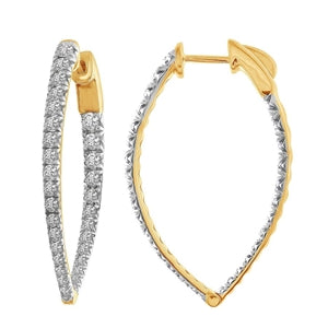 LADIES HOOPS 2CT ROUND DIAMOND 10K YELLOW GOLD