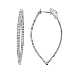 LADIES HOOPS 3CT ROUND DIAMOND 10K WHITE GOLD