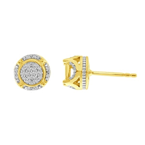 MEN'S EARRINGS 1/6 CT ROUND DIAMOND 10K YELLOW GOLD