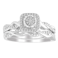 Thumbnail for LADIES BRIDAL RING  SET 1/10 CT ROUND DIAMOND 10K WHITE GOLD