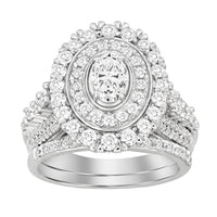 Thumbnail for LADIES BRIDAL RING SET 2 CT ROUND/OVAL DIAMOND 14KT WHITE GOLD