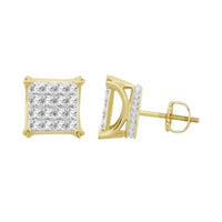 Thumbnail for MEN'S EARRINGS 3/4 CT ROUND DIAMOND 10K YELLOW GOLD