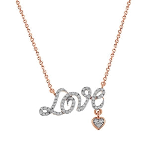 LADIES NECKLACE 1/5 CT ROUND DIAMOND 10K ROSE GOLD