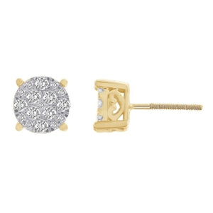 MENS EARRING 1/2 CT ROUND DIAMOND 10K YELLOW GOLD