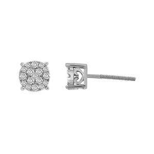MENS EARRING 1/4 CT ROUND DIAMOND 10K WHITE GOLD