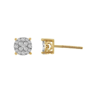 MENS EARRING 1/4 CT ROUND DIAMOND 10K YELLOW GOLD