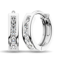 Thumbnail for 10K White Gold 1/5 Ct.Wt. Diamond Hoop Earrings