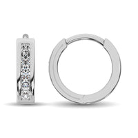 Thumbnail for 10K White Gold 1/5 Ct.Wt. Diamond Hoop Earrings