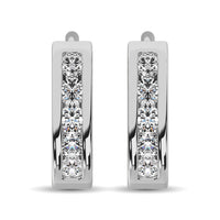 Thumbnail for 10K White Gold 1/5 Ct.Wt. Diamond Hoop Earrings