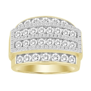 MEN'S RING 3 CT ROUND DIAMOND 10K YELLOW GOLD