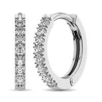Thumbnail for 10K White Gold 1/4 Ct.Wt. Diamond Hoop Earrings