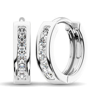 Thumbnail for 10K White Gold 1/4 Ct.Wt. Diamond Hoop Earrings