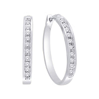 Thumbnail for 10K White Gold 1/4 Ct.Wt. Diamond Hoop Earrings