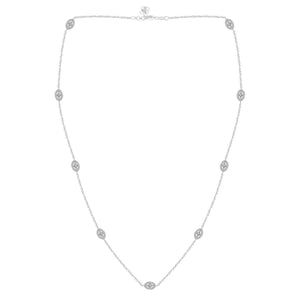 LADIES NECKLACE 1/2 CT ROUND DIAMOND 10K WHITE GOLD